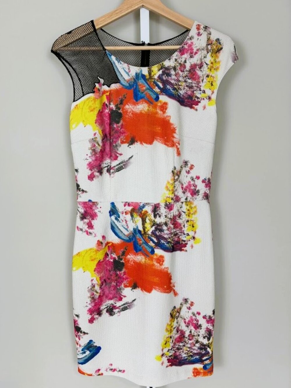 Sachin & Babi Multicolor Colorblock Pop Art Bodycon Dress Mesh Illusion Size 6